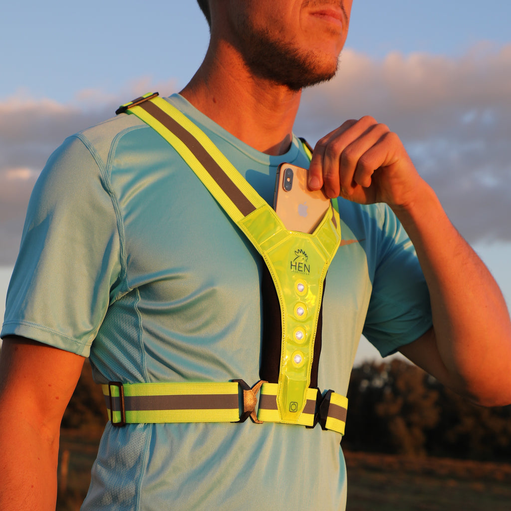 Reflectievest met telefoonhouder - veiligheidsvest- hardloopvest met LED – USB o