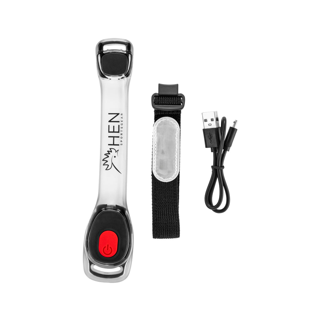 LED armband verlichting rood oplaadbaar via USB voor hardlopers en fietsers