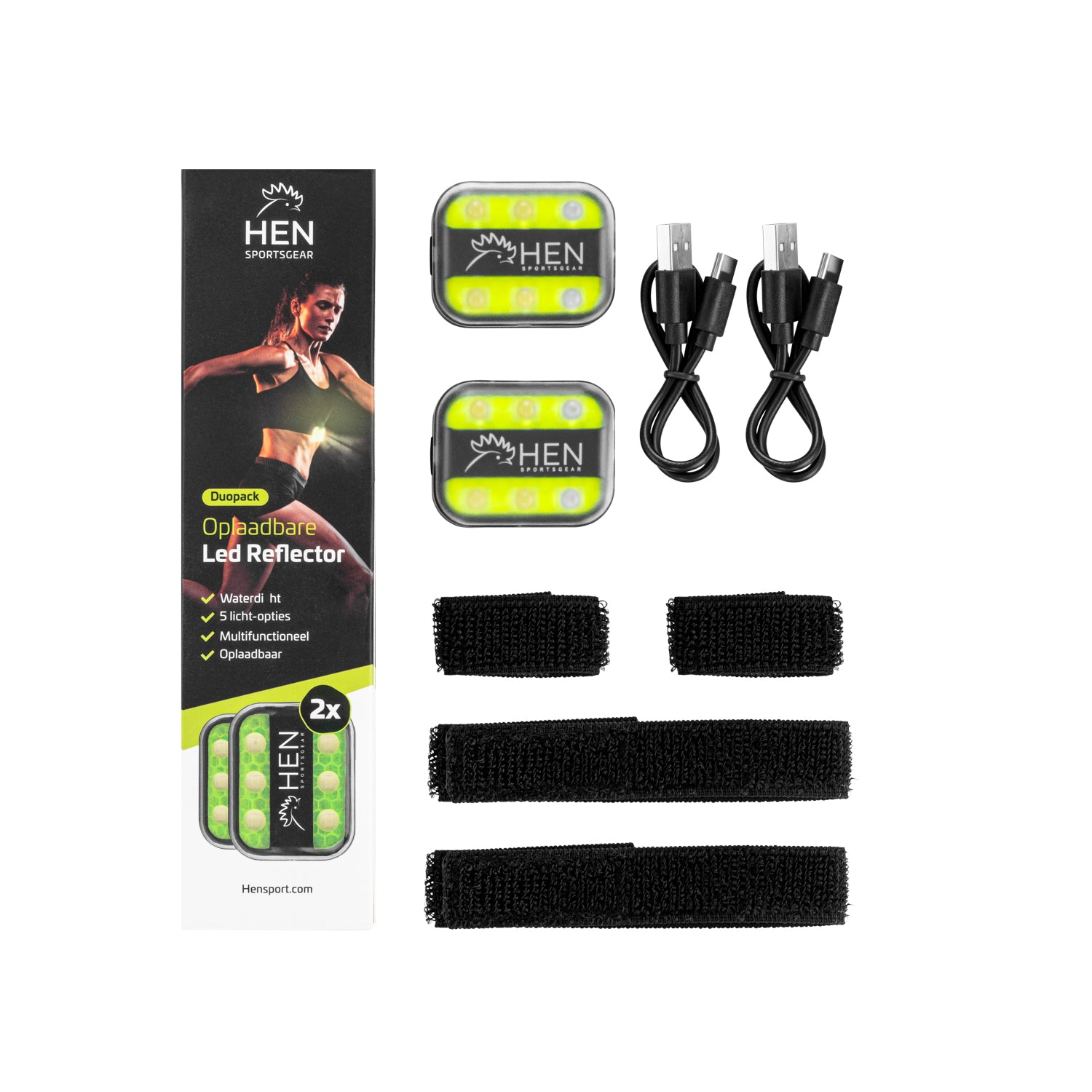 Compacte clip-on verlichting zaklamp set voor trailrunning en outdoor sporten