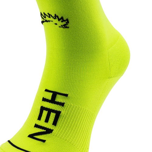 Compressiekousen sportsokken fluo geel set van 2 paar voor hardlopen en trailrunning