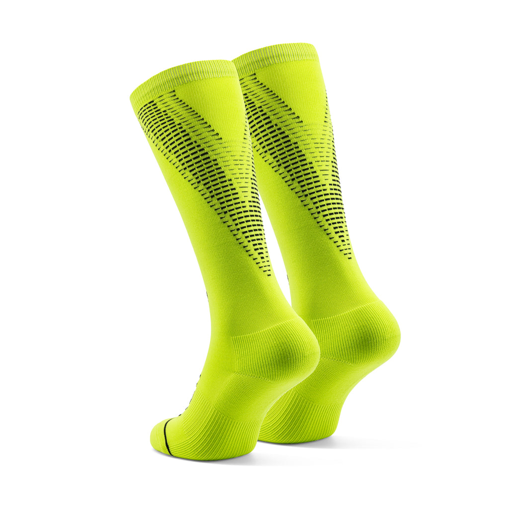 Fluo gele compressiesokken 2 paar sportsokken voor marathons en lange afstanden