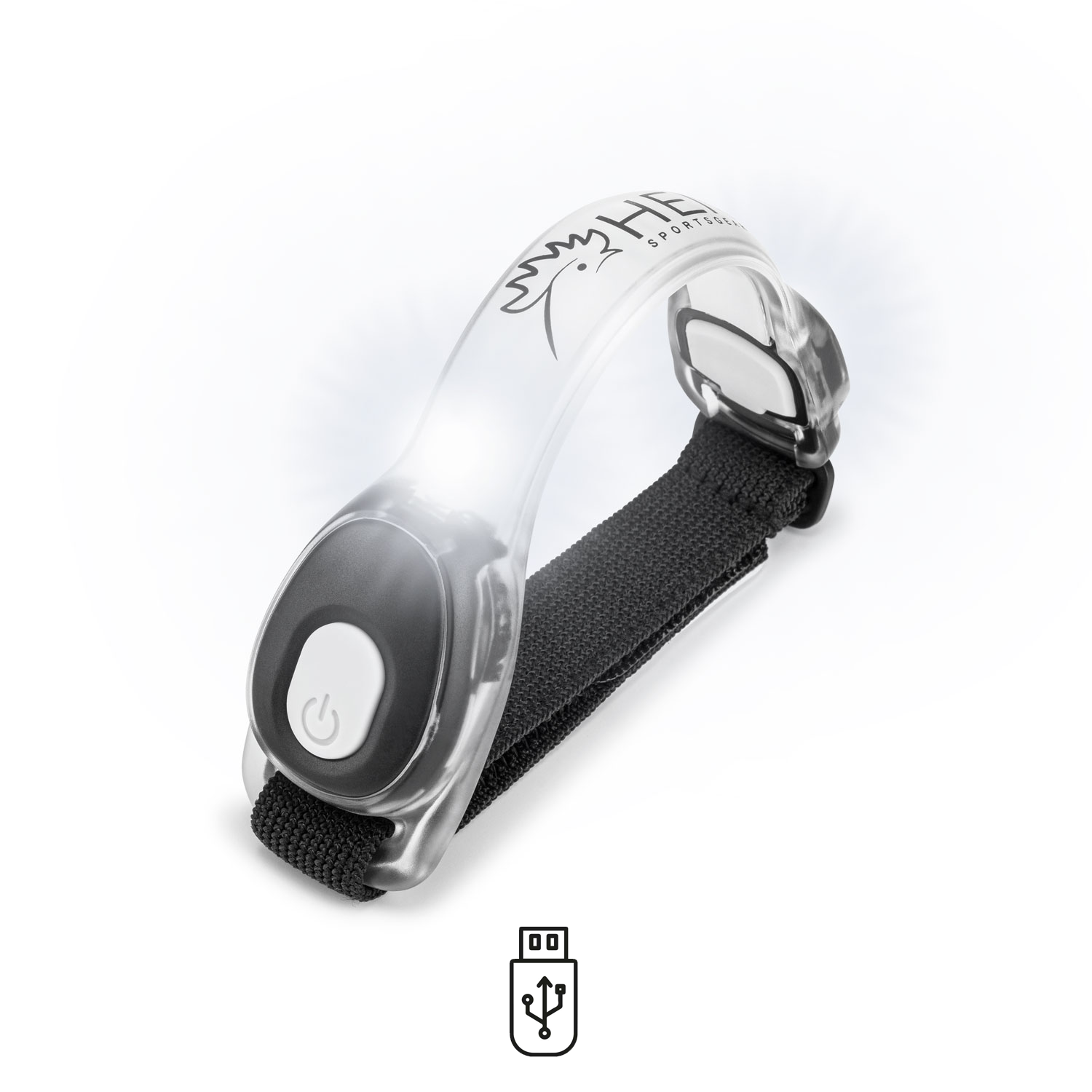 LED armband verlichting rood USB oplaadbaar voor veilig sporten in het donker