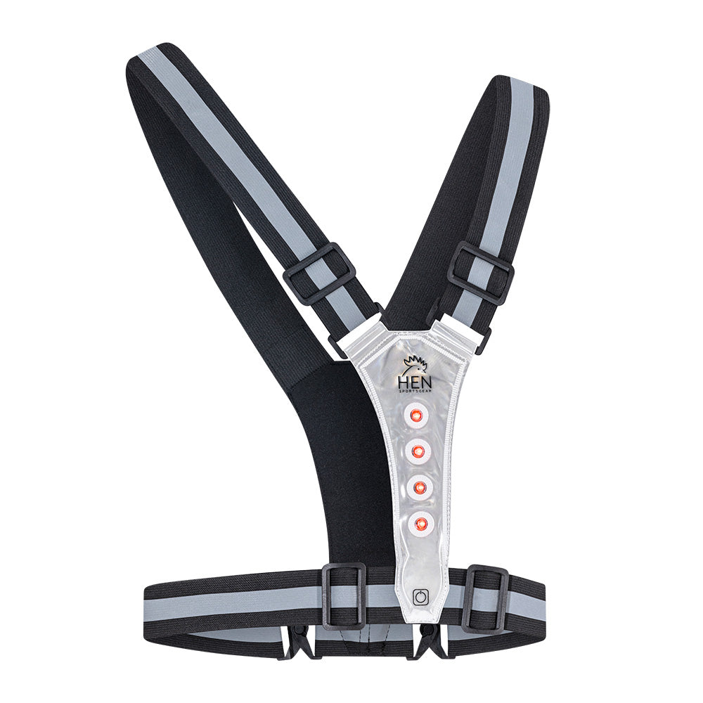 Zwart reflectievest met LED verlichting voor veilig hardlopen in het donker met reflecterende banden