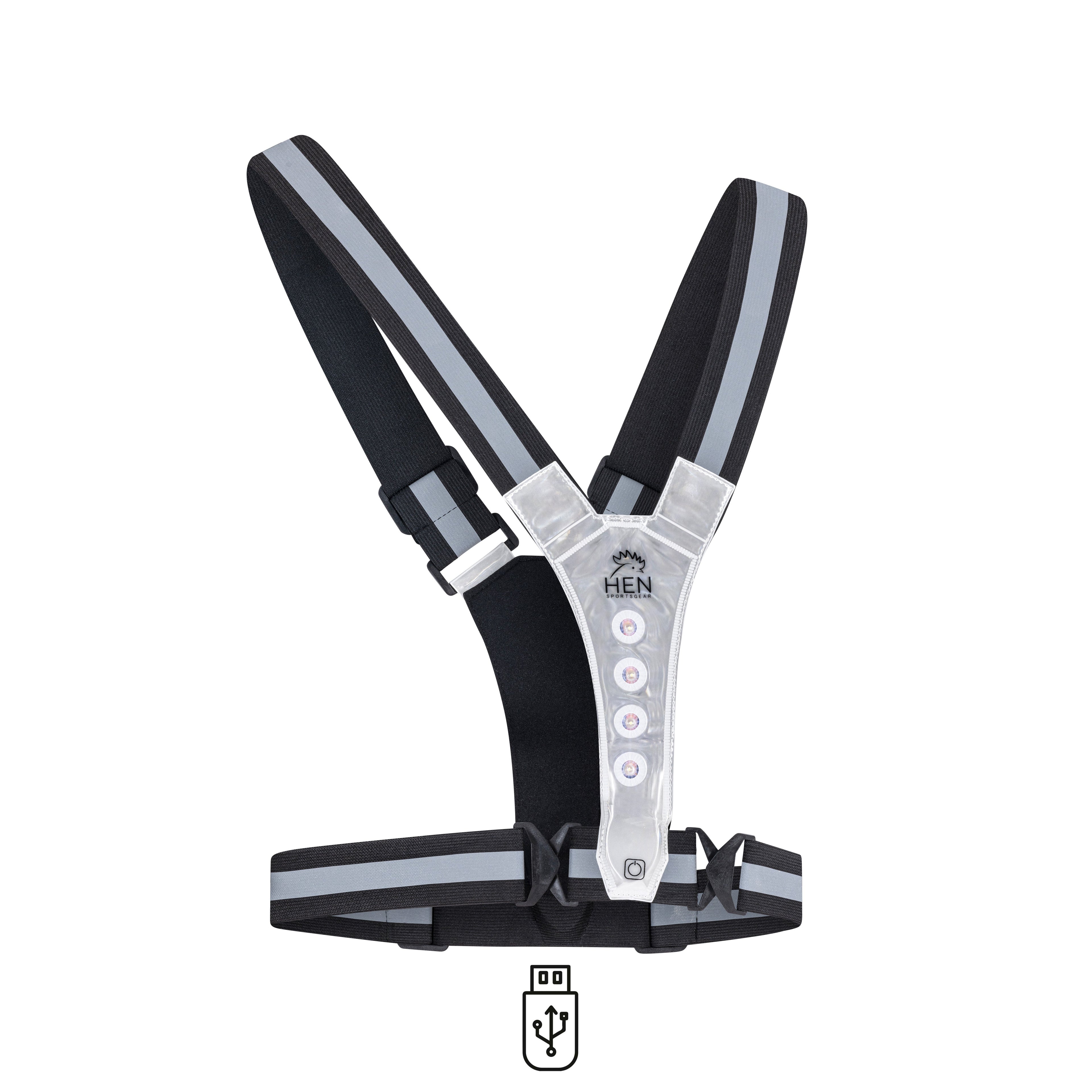 Zwart reflectievest met LED verlichting voor veilig hardlopen in het donker