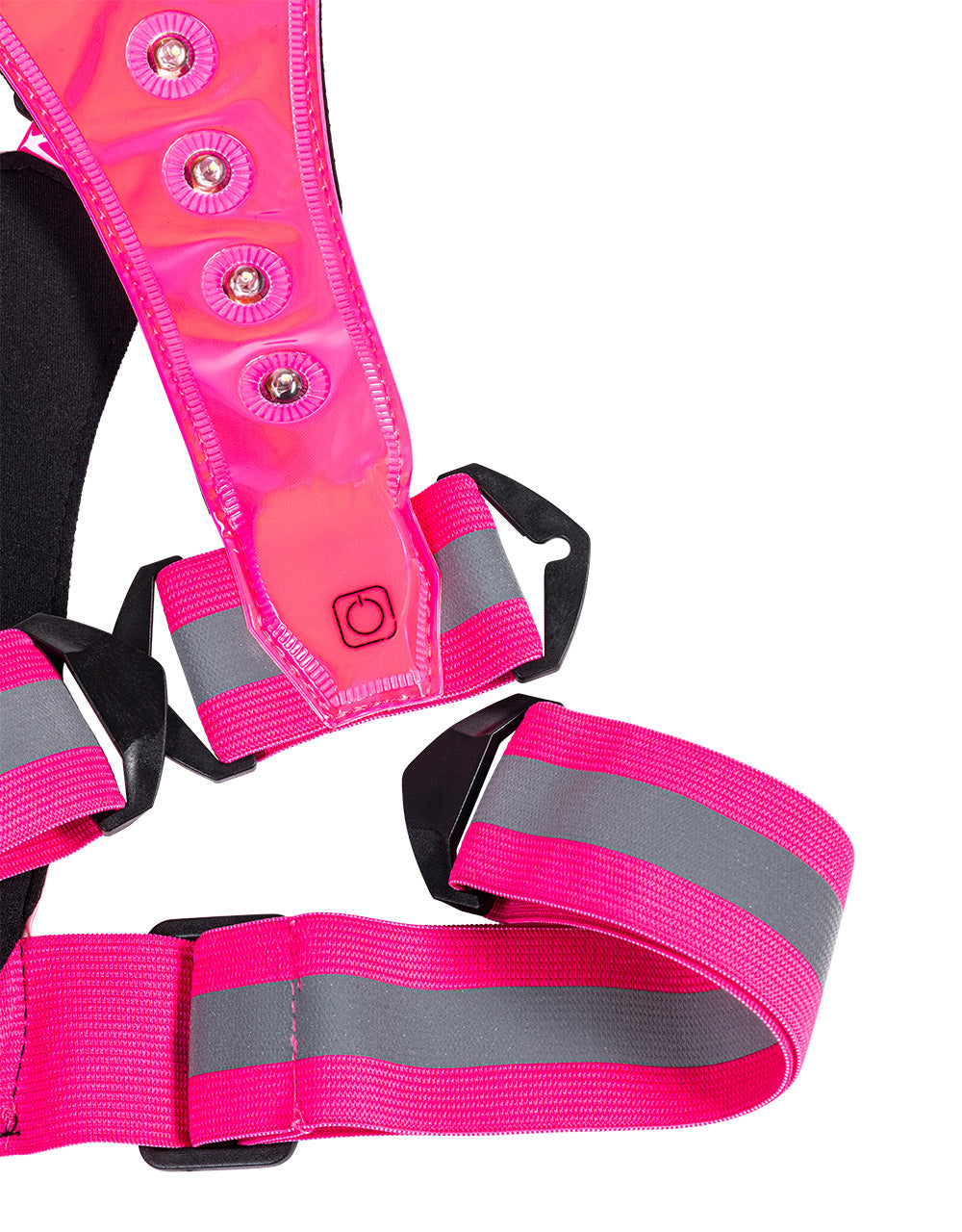 Reflecterende strips close-up op roze hardloopvest