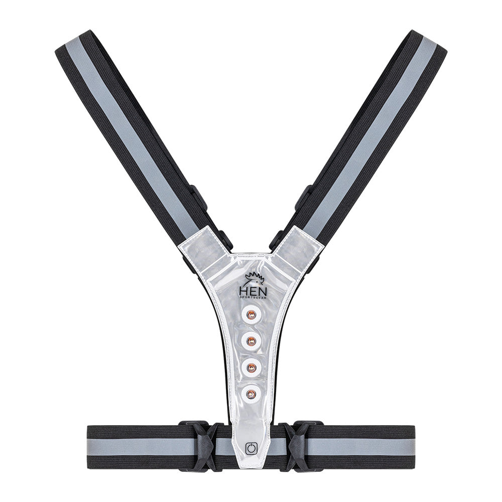 Zwart reflectievest met LED verlichting voor veilig hardlopen in het donker achterkant