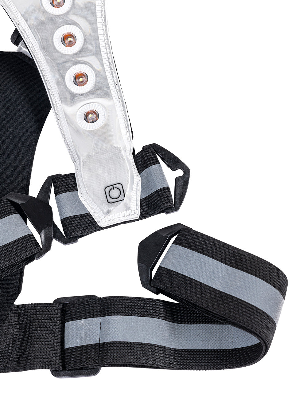 Zwart reflectievest met LED verlichting voor veilig hardlopen in het donker detail