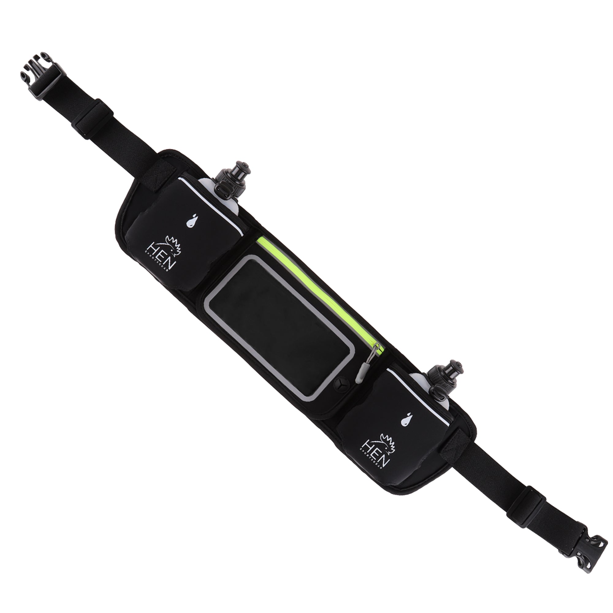 Detail opbergvak drinkgordel met ritssluiting voor sleutels en telefoon