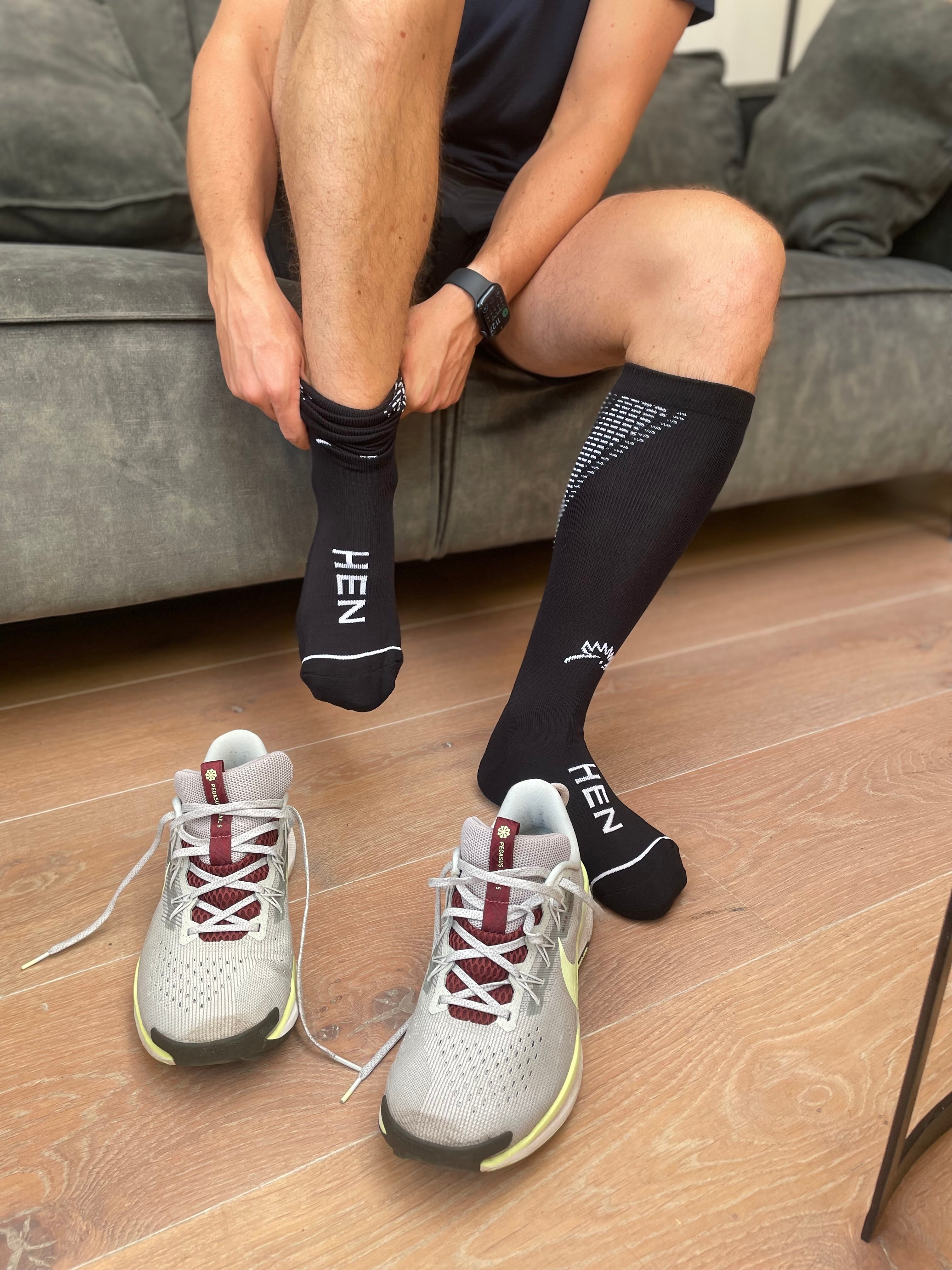 Compressiesokken fluo geel 2 paar voor veiligheid en prestaties tijdens hardlopen