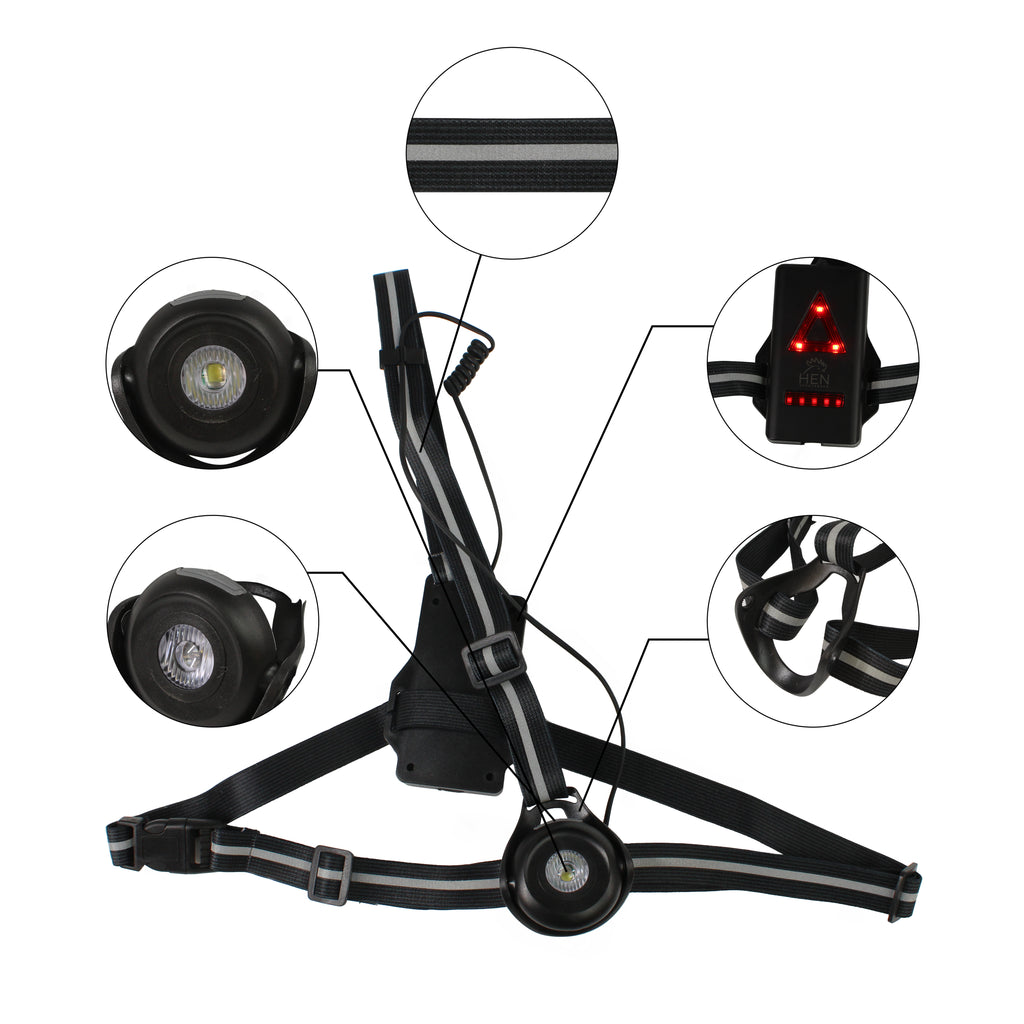 Borstlamp in gebruik tijdens hardlopen met krachtige lichtbundel