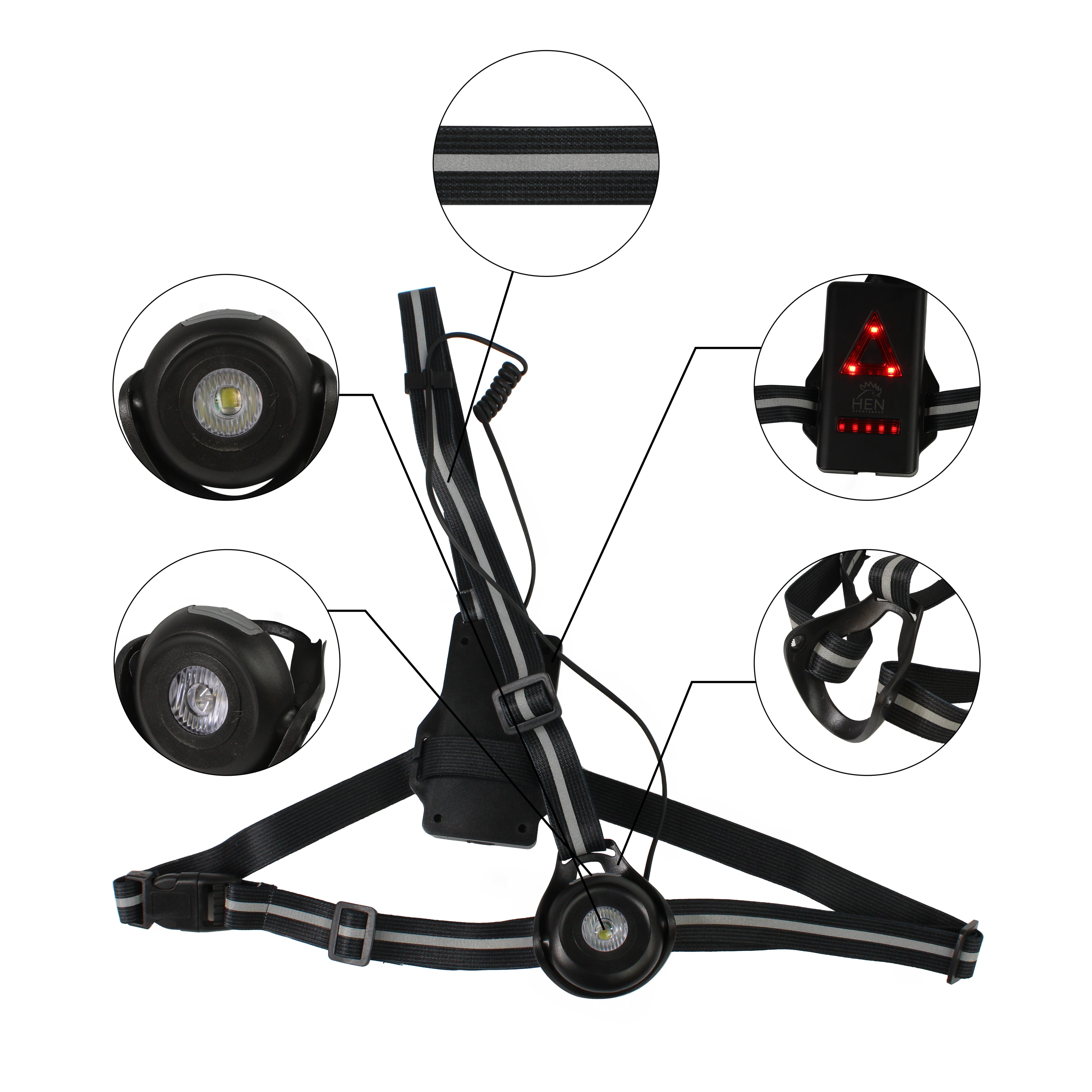 Borstlamp in gebruik tijdens hardlopen met krachtige lichtbundel