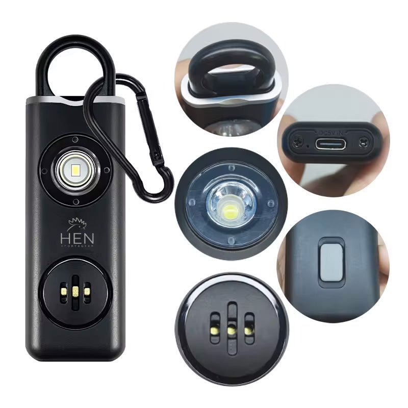 Persoonlijk alarm met LED verlichting compact en draagbaar voor outdoor activiteiten